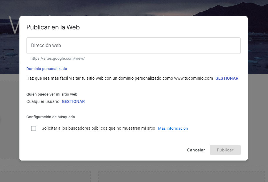 como publicar tu página web en google sites gratis